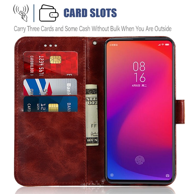 Premium Vintage Leather Wallet Covering Case for Xiaomi Redmi K20 / Redmi K20 Pro / Mi 9T / Mi 9T Pro - Wine Red-4