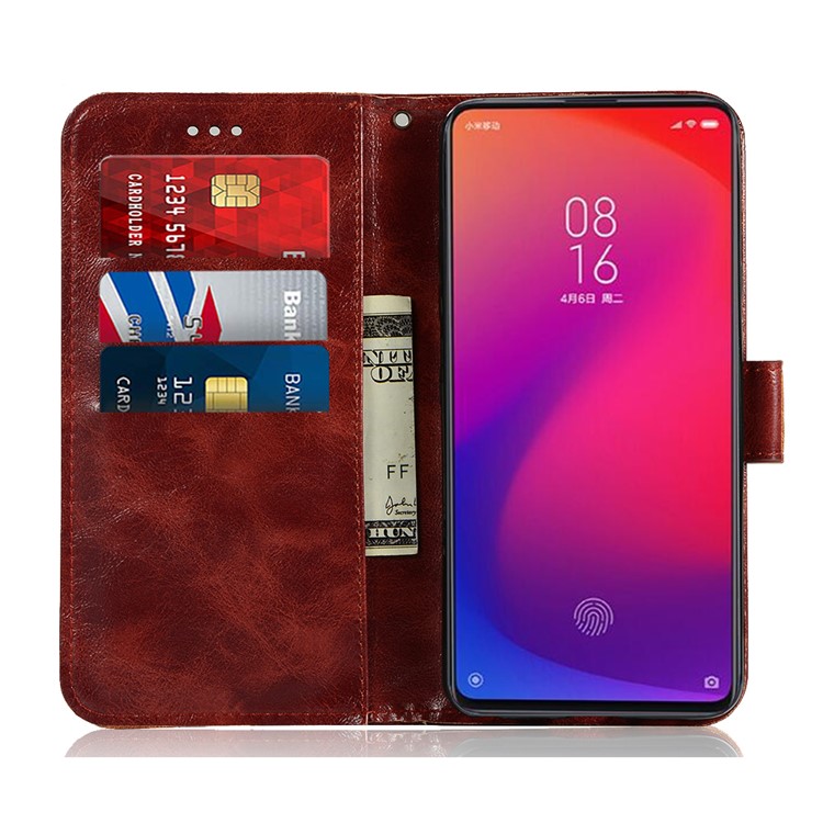Premium Vintage Leather Wallet Covering Case for Xiaomi Redmi K20 / Redmi K20 Pro / Mi 9T / Mi 9T Pro - Wine Red-8
