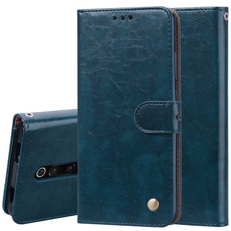 HAT PRINCE Vintage Style Oil Wax Leather Wallet Stand Case for Xiaomi Redmi K20 / Redmi K20 Pro / Mi 9T / Mi 9T Pro - Blue-1