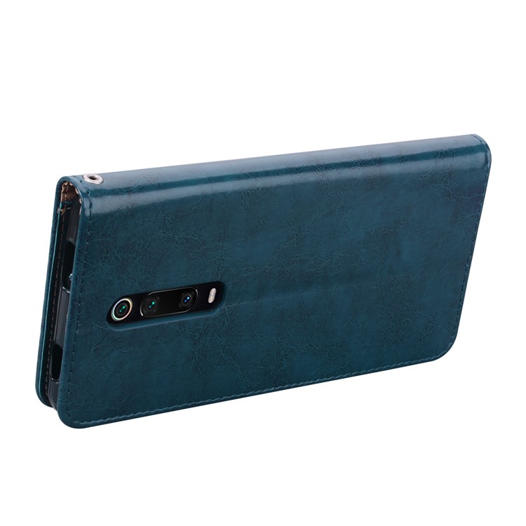 HAT PRINCE Vintage Style Oil Wax Leather Wallet Stand Case for Xiaomi Redmi K20 / Redmi K20 Pro / Mi 9T / Mi 9T Pro - Blue-4