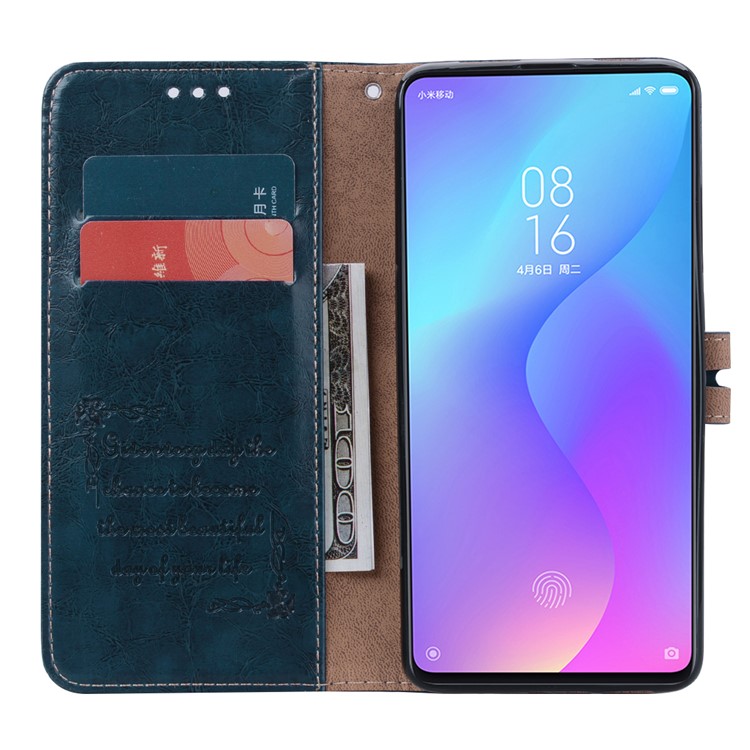 HAT PRINCE Vintage Style Oil Wax Leather Wallet Stand Case for Xiaomi Redmi K20 / Redmi K20 Pro / Mi 9T / Mi 9T Pro - Blue-6