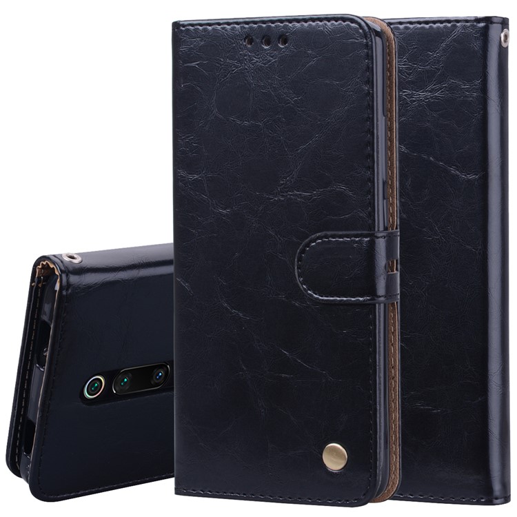 HAT PRINCE Vintage Style Oil Wax Leather Wallet Stand Case for Xiaomi Redmi K20 / Redmi K20 Pro / Mi 9T / Mi 9T Pro - Black-1