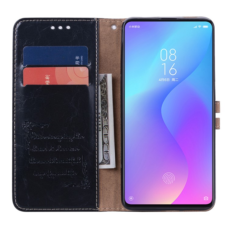 HAT PRINCE Vintage Style Oil Wax Leather Wallet Stand Case for Xiaomi Redmi K20 / Redmi K20 Pro / Mi 9T / Mi 9T Pro - Black-6