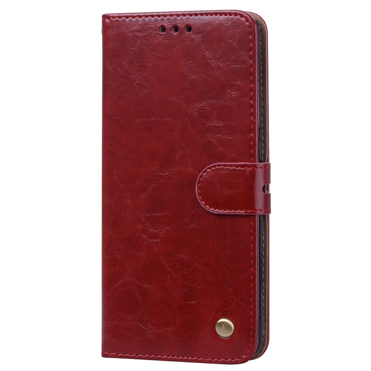 HAT PRINCE Vintage Style Oil Wax Leather Wallet Stand Case for Xiaomi Redmi K20 / Redmi K20 Pro / Mi 9T / Mi 9T Pro - Wine Red-2