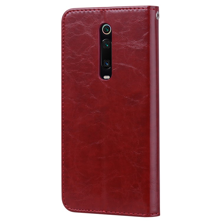 HAT PRINCE Vintage Style Oil Wax Leather Wallet Stand Case for Xiaomi Redmi K20 / Redmi K20 Pro / Mi 9T / Mi 9T Pro - Wine Red-3