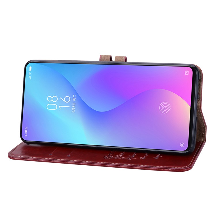 HAT PRINCE Vintage Style Oil Wax Leather Wallet Stand Case for Xiaomi Redmi K20 / Redmi K20 Pro / Mi 9T / Mi 9T Pro - Wine Red-5