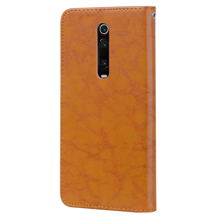 HAT PRINCE Vintage Style Oil Wax Leather Wallet Stand Case for Xiaomi Redmi K20 / Redmi K20 Pro / Mi 9T / Mi 9T Pro - Light Brown-3