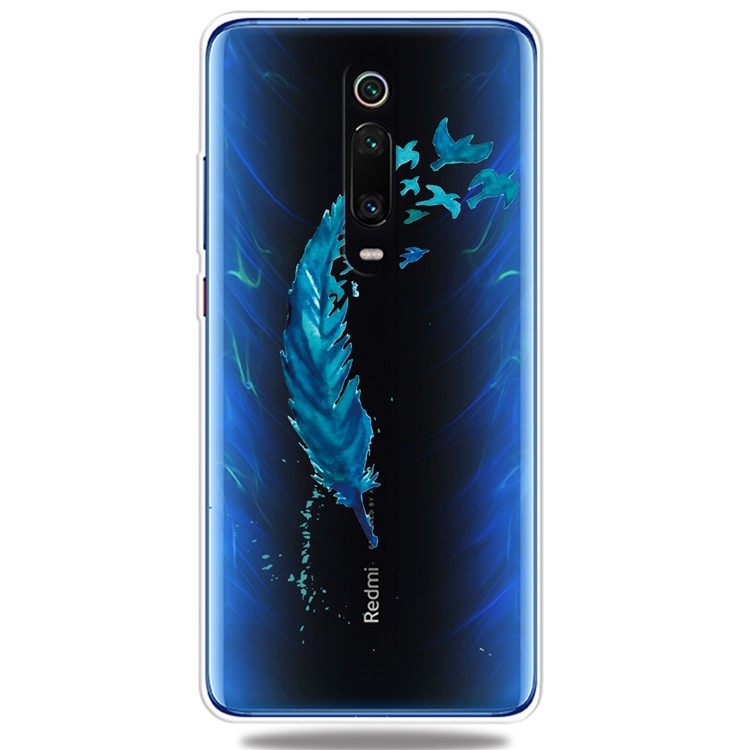 Pattern Printing Clear TPU Phone Case Cover for Xiaomi Redmi K20/K20 Pro/Xiaomi Mi 9T /Mi 9T Pro - Blue Feather-3