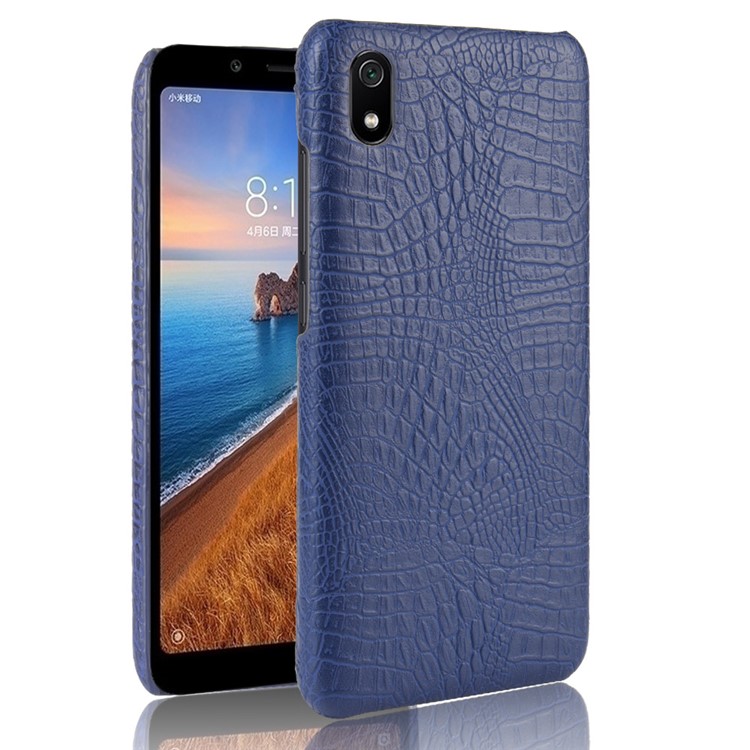Crocodile Skin PU Leather Coated PC Casing for Xiaomi Redmi 7A - Dark Blue-1