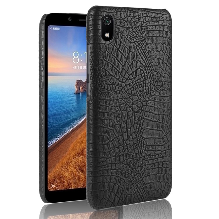 Crocodile Skin PU Leather Coated PC Casing for Xiaomi Redmi 7A - Black-1