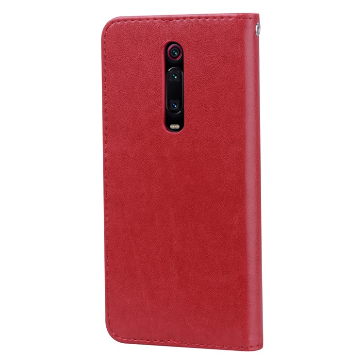Imprinted Rose Flower Pattern Leather Wallet Shell for Xiaomi Redmi K20 / Mi 9T / Redmi K20 Pro / Mi 9T Pro - Red-2