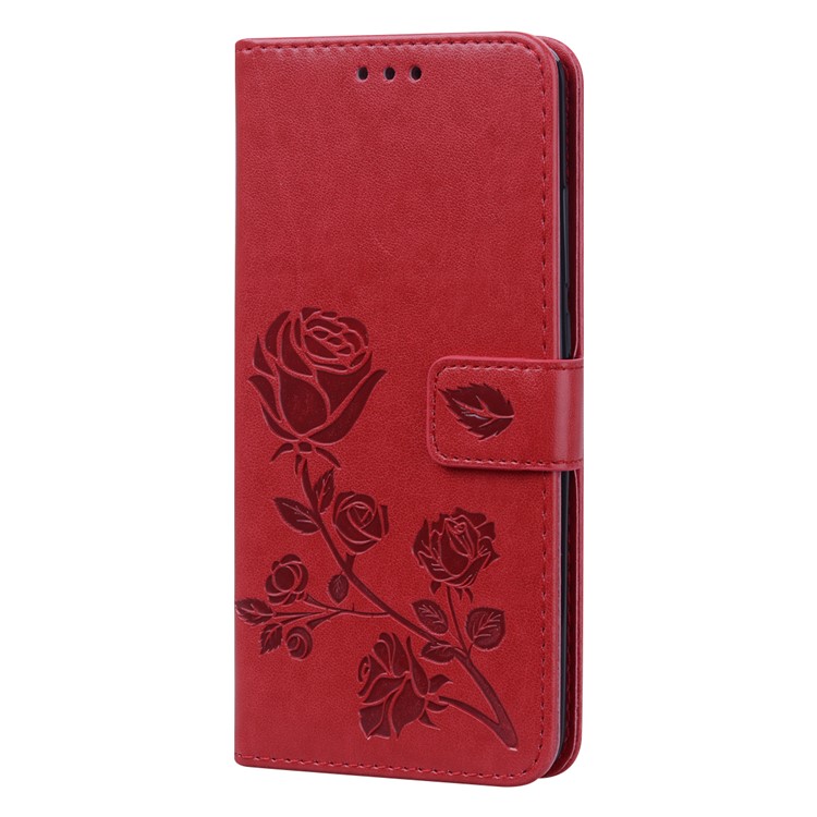 Imprinted Rose Flower Pattern Leather Wallet Shell for Xiaomi Redmi K20 / Mi 9T / Redmi K20 Pro / Mi 9T Pro - Red-3