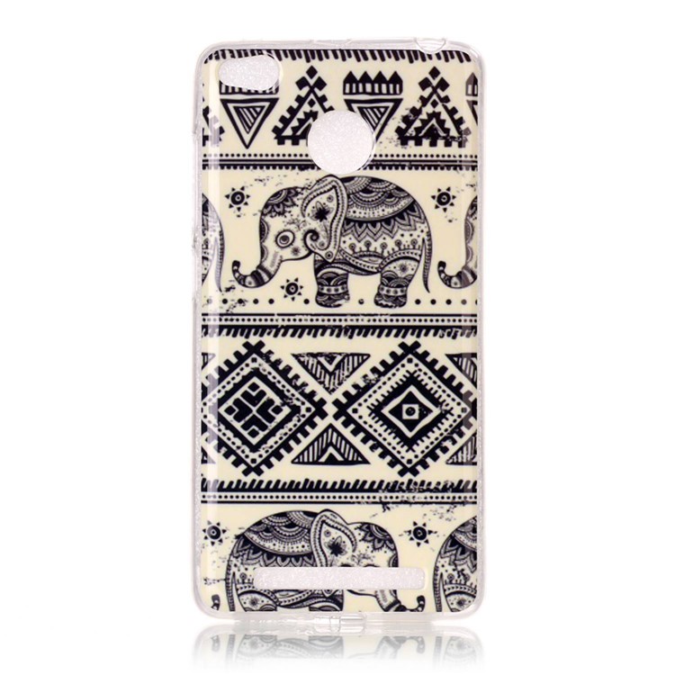 Pattern Printing IMD TPU Case for Xiaomi Redmi 3s - Elephant and Geometric Pattern-1