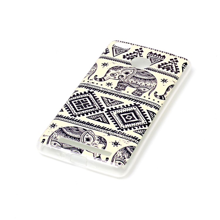 Pattern Printing IMD TPU Case for Xiaomi Redmi 3s - Elephant and Geometric Pattern-2