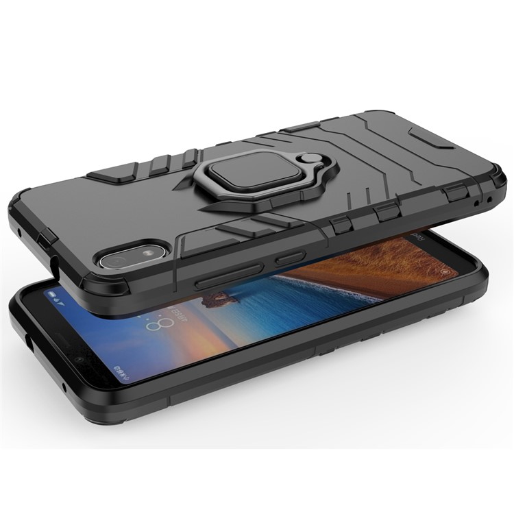 Cool Guard Ring Holder Kickstand PC TPU Hybrid Case for Xiaomi Redmi 7A - Black-6