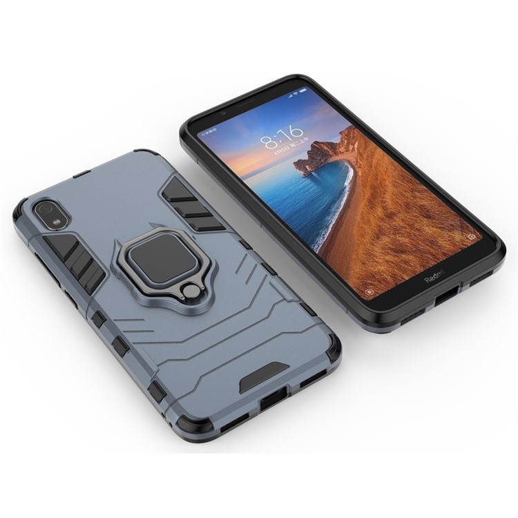 Cool Guard Ring Holder Kickstand PC TPU Hybrid Case for Xiaomi Redmi 7A - Blue-4