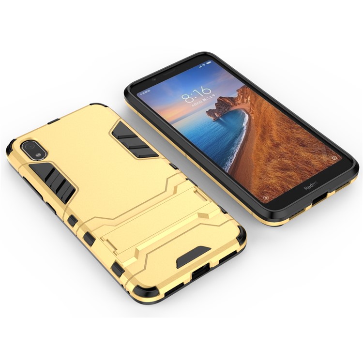 Plastic + TPU Hybrid Phone Shell with Kickstand for Xiaomi Redmi 7A - Gold-4