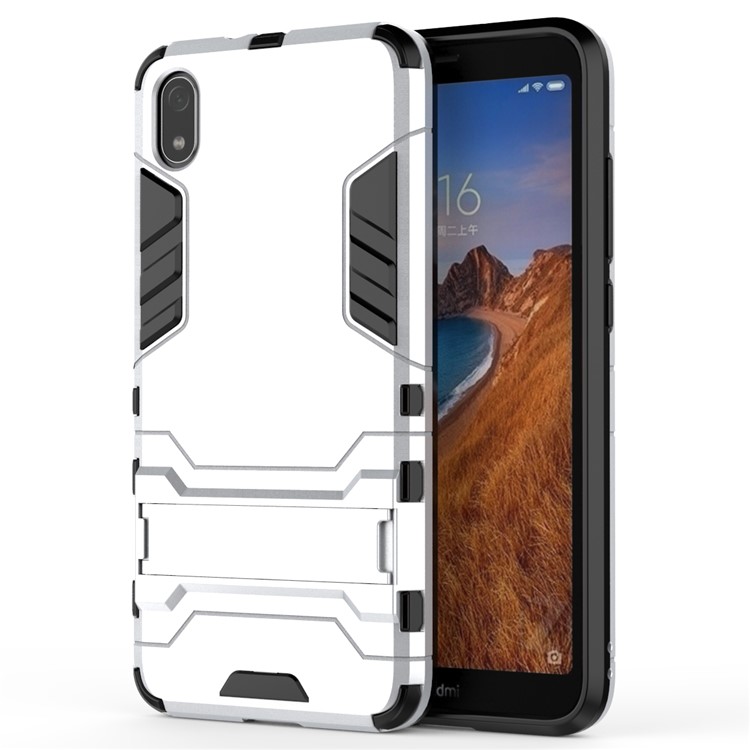 Plastic + TPU Hybrid Phone Shell with Kickstand for Xiaomi Redmi 7A - Silver-2