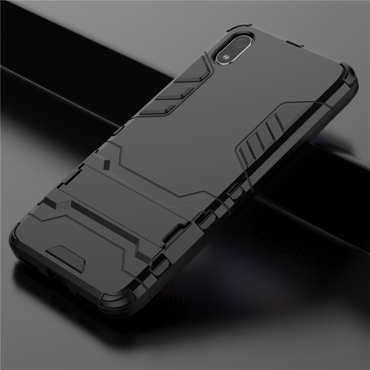 Plastic + TPU Hybrid Phone Shell with Kickstand for Xiaomi Redmi 7A - Black-8