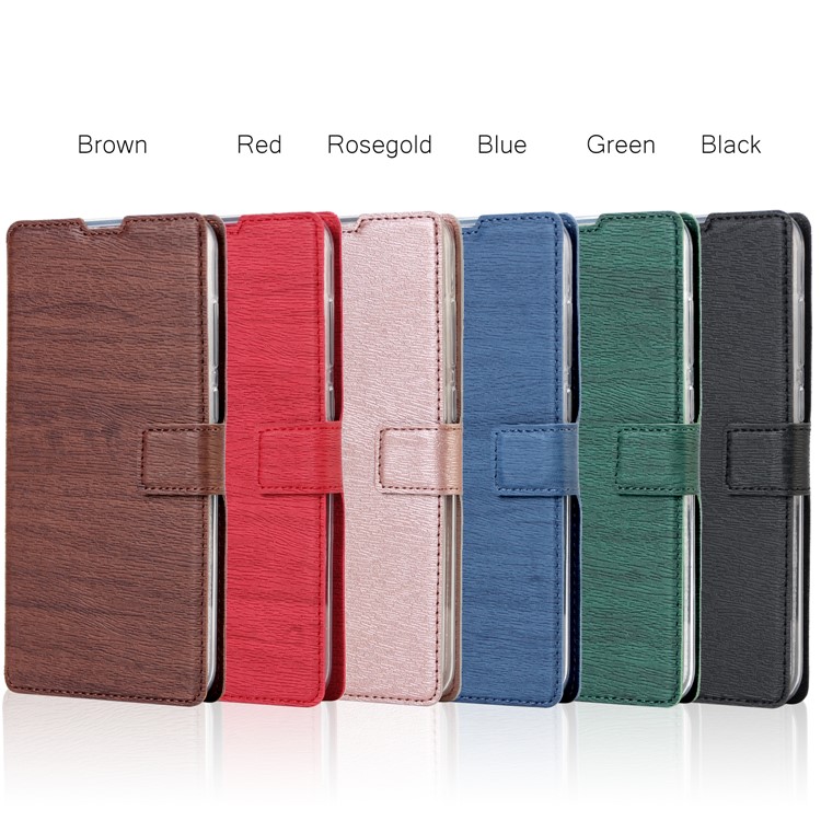 Wood Texture Leather Wallet Stand Case Cover for Xiaomi Redmi Note 7 / Note 7 Pro (India) / Note 7S - Green-12