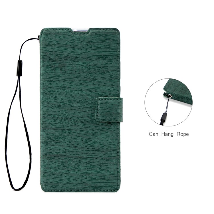 Wood Texture Leather Wallet Stand Case Cover for Xiaomi Redmi Note 7 / Note 7 Pro (India) / Note 7S - Green-2