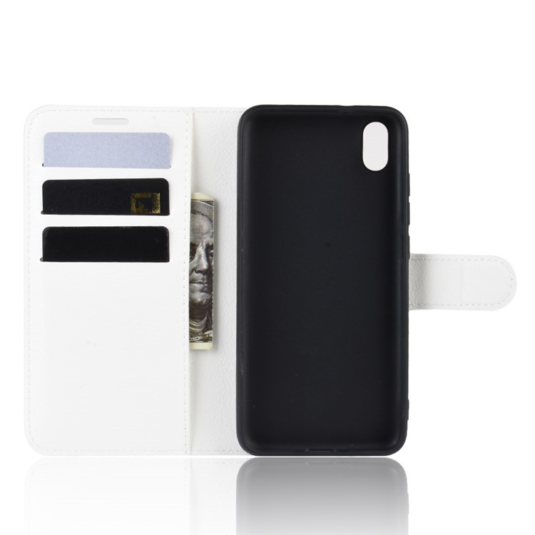 Litchi Texture Wallet PU Leather Stand Phone Casing for Xiaomi Redmi 7A - White-3