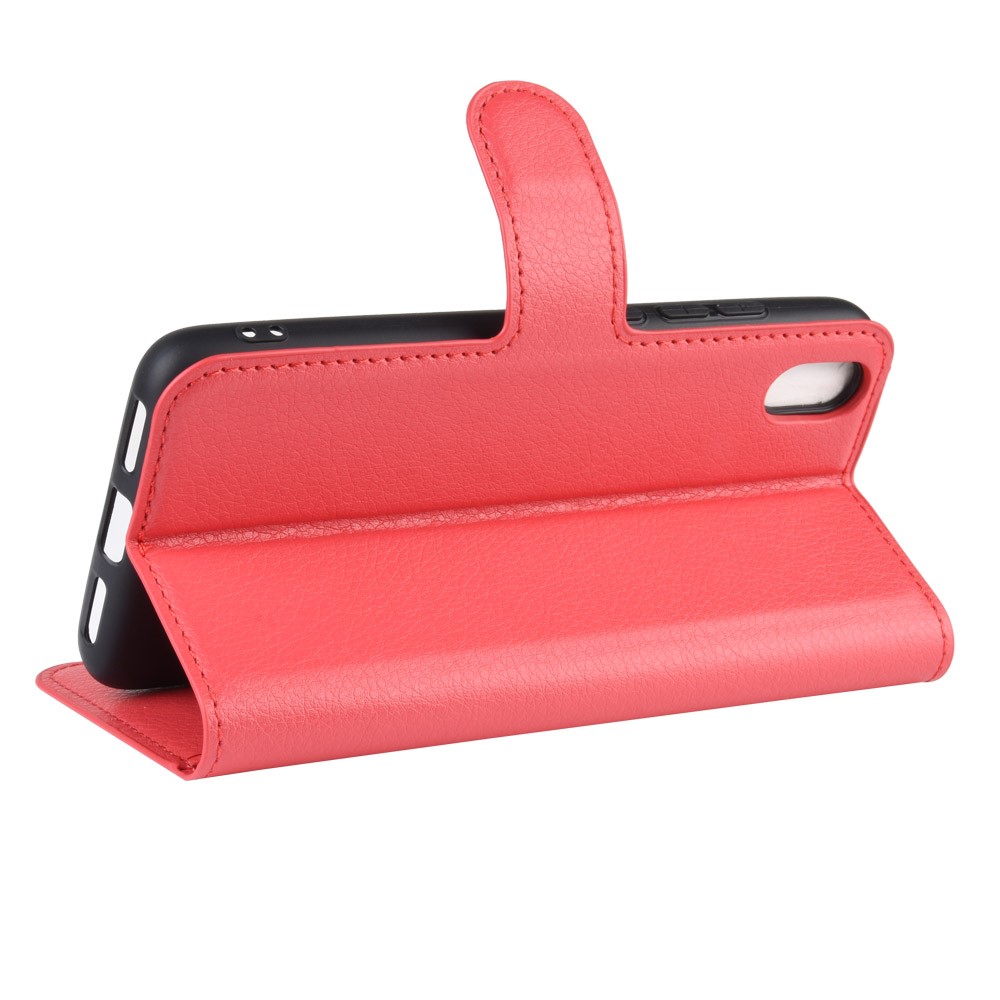 Litchi Texture Wallet PU Leather Stand Phone Casing for Xiaomi Redmi 7A - Red-5