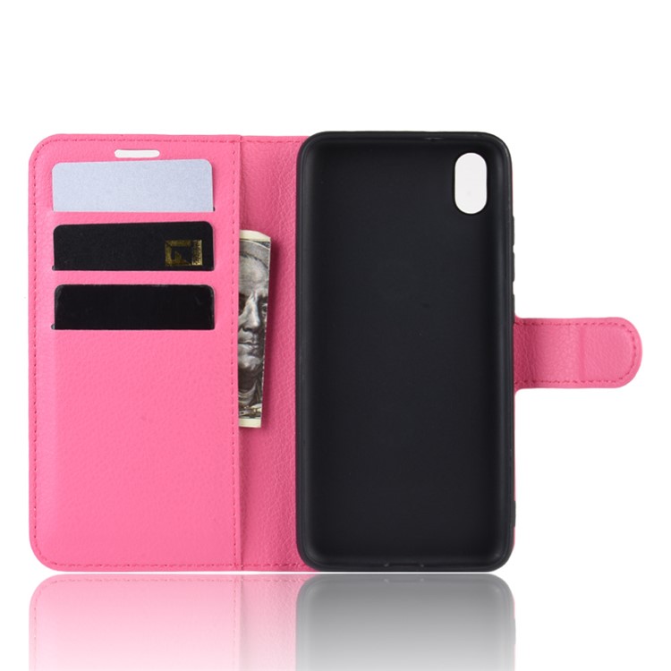 Litchi Texture Wallet PU Leather Stand Phone Casing for Xiaomi Redmi 7A - Rose-3