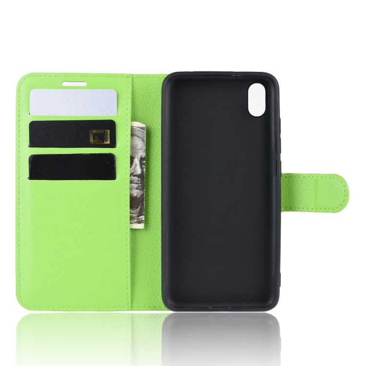 Litchi Texture Wallet PU le Cuir Stand Téléphone Pour Xiaomi Redmi 7a - Vert-3