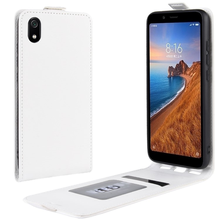 Crazy Horse Texture Vertical Flip Leather Card Holder Protective Phone Shell for Xiaomi Redmi 7A - White-1