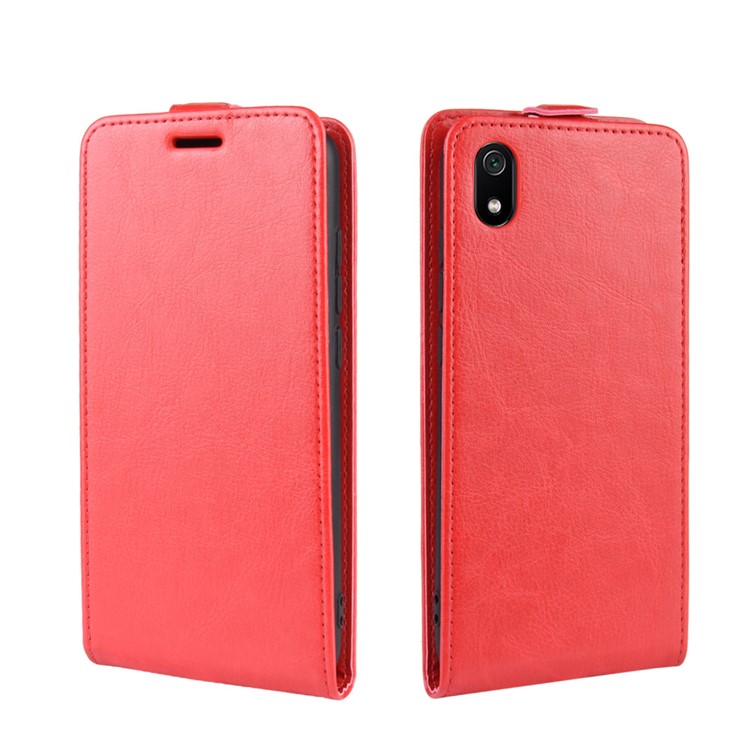 Crazy Horse Texture Vertical Flip Leather Card Holder Protective Phone Shell for Xiaomi Redmi 7A - Red-2