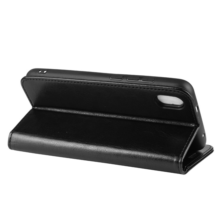 Crazy Horse pu Soporte de Cuero Flip Flip Carcasa de Teléfono Protector Para Xiaomi Redmi 7a - Negro