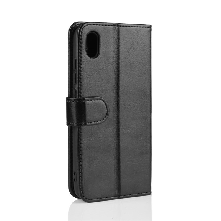 Crazy Horse pu Soporte de Cuero Flip Flip Carcasa de Teléfono Protector Para Xiaomi Redmi 7a - Negro