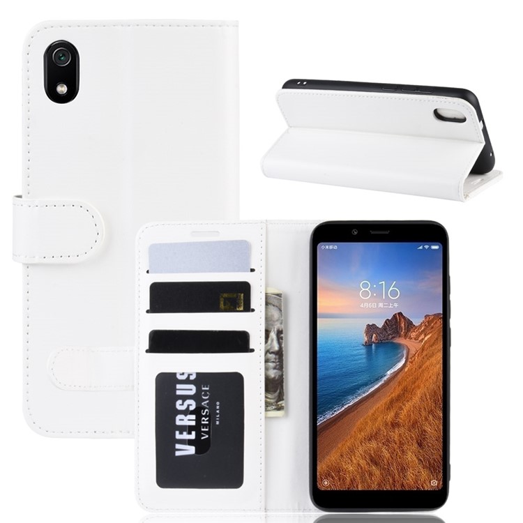 Crazy Horse PU Leather Stand Wallet Flip Protective Phone Casing for Xiaomi Redmi 7A - White-8