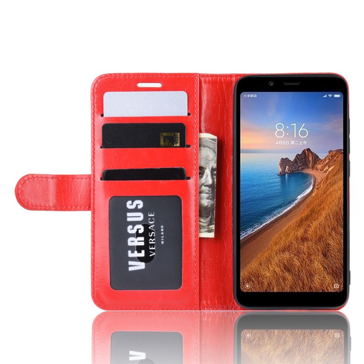 Crazy Horse PU Leather Stand Wallet Flip Protective Phone Casing for Xiaomi Redmi 7A - Red-5