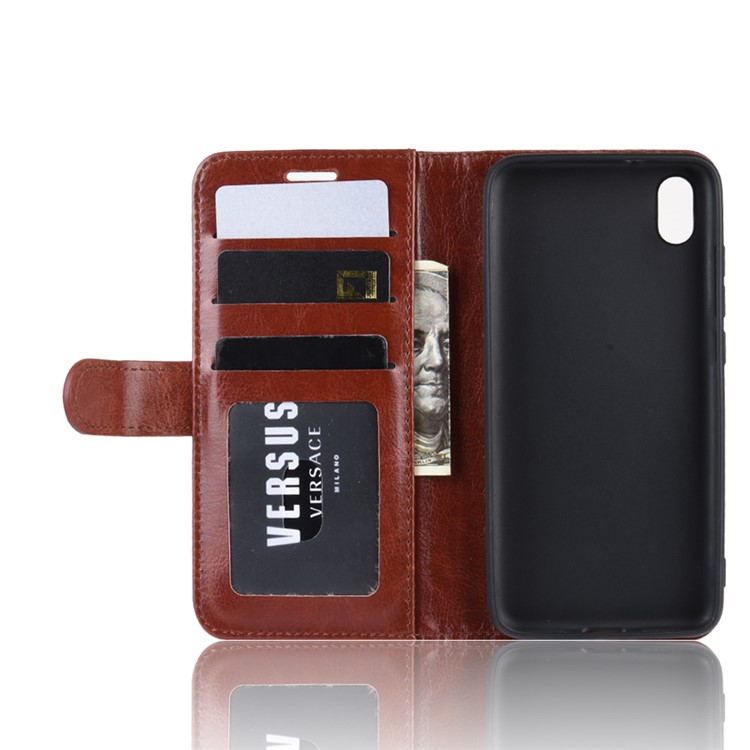 Crazy Horse PU Leather Stand Wallet Flip Protective Phone Casing for Xiaomi Redmi 7A - Brown-4