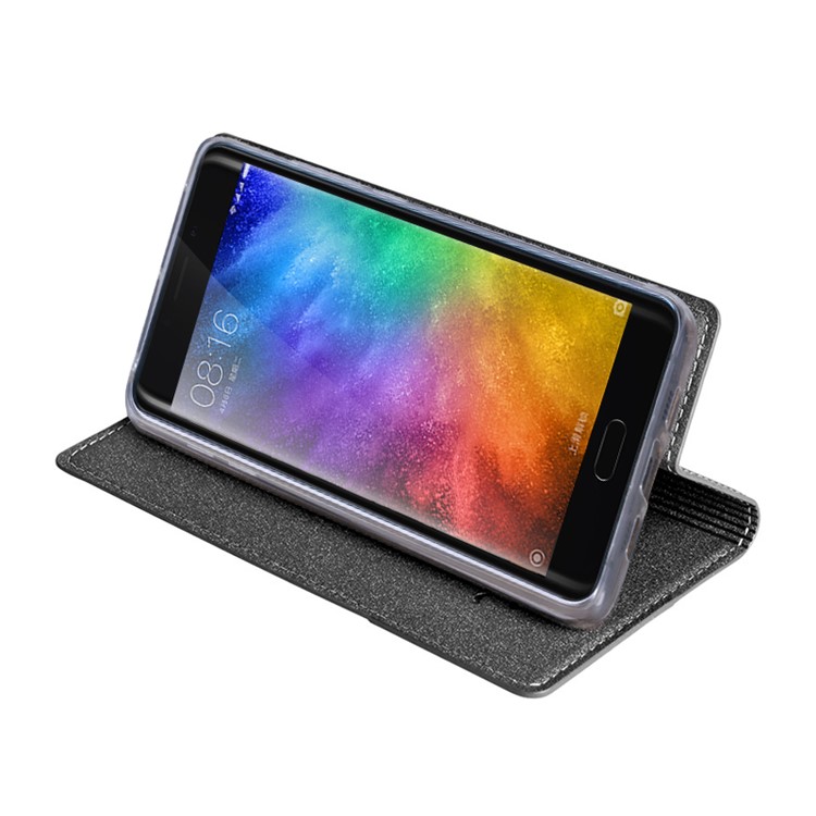 TSCASE Sand-like Matte PU Leather Stand Case for Xiaomi Mi Note 2 - Dark Grey-4