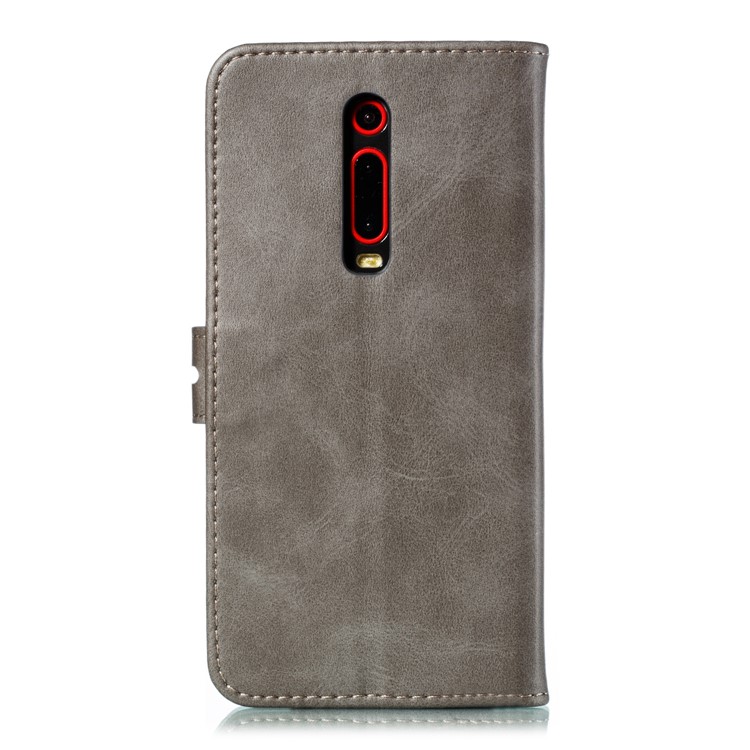 Imprinted Cat Style Leather Wallet Phone Cover for Xiaomi Redmi K20 / Mi 9T / Redmi K20 Pro / Mi 9T Pro - Grey-3