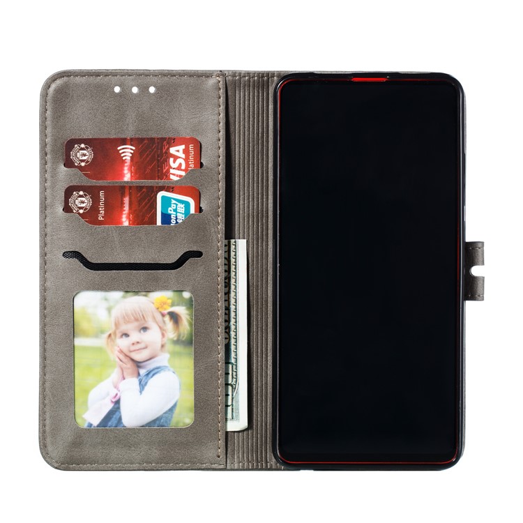 Imprinted Cat Style Leather Wallet Phone Cover for Xiaomi Redmi K20 / Mi 9T / Redmi K20 Pro / Mi 9T Pro - Grey-4