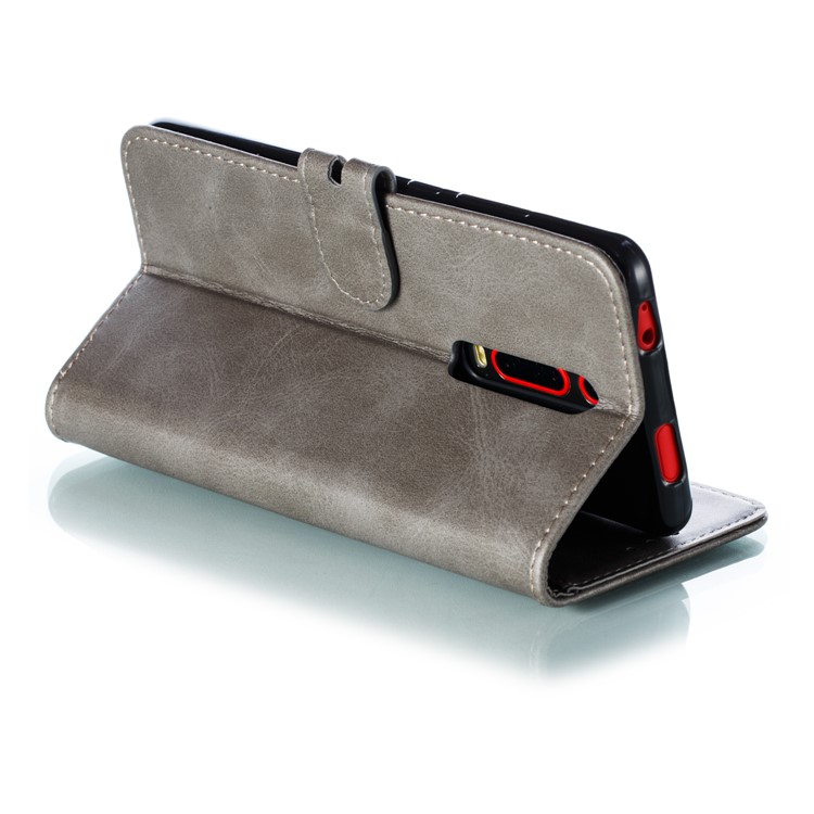 Imprinted Cat Style Leather Wallet Phone Cover for Xiaomi Redmi K20 / Mi 9T / Redmi K20 Pro / Mi 9T Pro - Grey-5