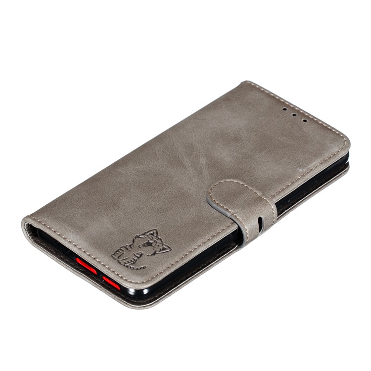Imprinted Cat Style Leather Wallet Phone Cover for Xiaomi Redmi K20 / Mi 9T / Redmi K20 Pro / Mi 9T Pro - Grey-7