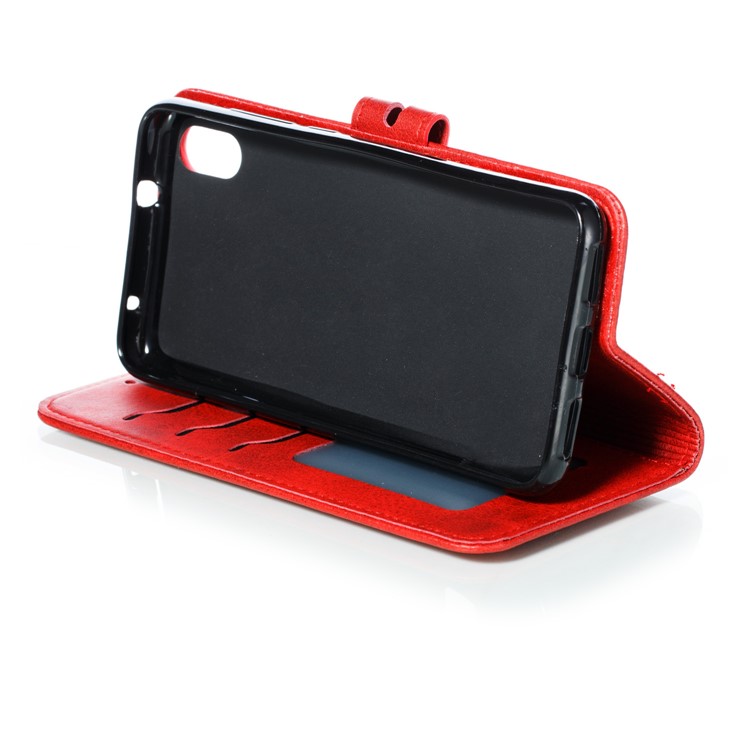 Estojo De Carteira De Couro Padrão Impresso Gato Stand Para Xiaomi Redmi 7a - Vermelho-6