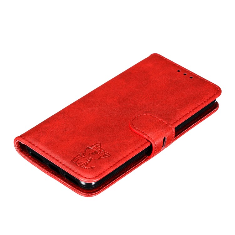 Patrón de Gato Impreso de Gato de Cuero Case de Billetera Para Xiaomi Redmi 7a - Rojo-7