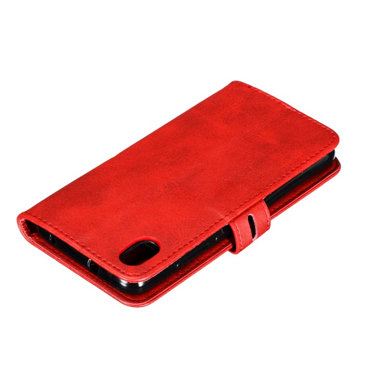 Étui de Support de Portefeuille en Cuir de Motif de Chat Imprimé Pour Xiaomi Redmi 7a - Rouge