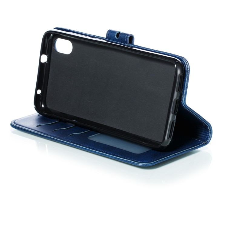 Patrón de Gato Impreso de Gato de Cuero Case de Billetera Para Xiaomi Redmi 7a - Azul-6