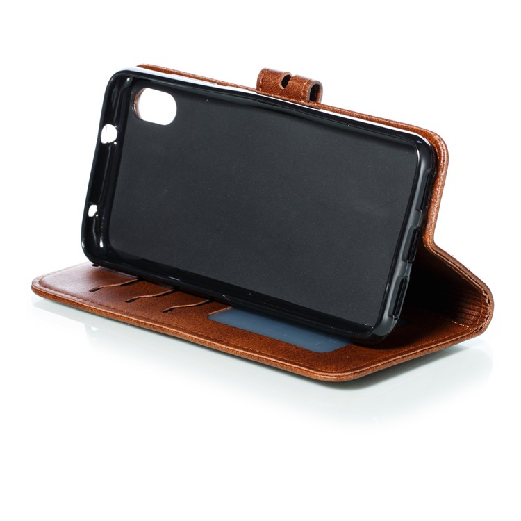 Imprinted Cat Pattern Leather Wallet Stand Case for Xiaomi Redmi 7A - Coffee-6
