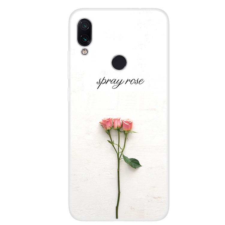 Pattern Printing TPU Case for Xiaomi Redmi 7 / Redmi Y3 - Rose Flower-1