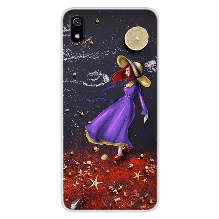 Pattern Printing TPU Shell Case for Xiaomi Redmi 7A - Beauty and Starfish-1
