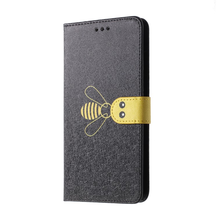 Bee Pattern Silk Texture Leather Wallet Case for Xiaomi Redmi 6A (Single 12MP Rear Camera) - Black-3