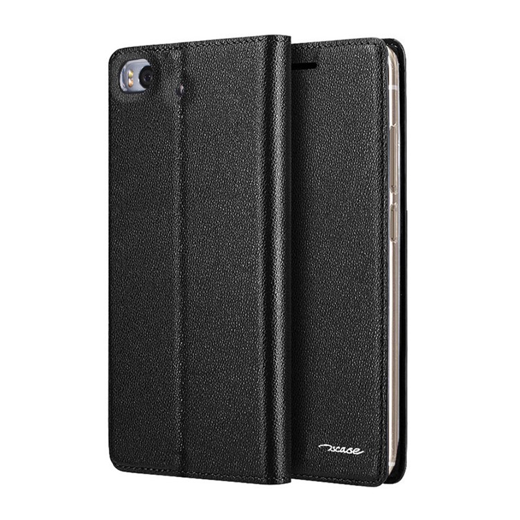 TSCASE for Xiaomi Mi 5s Litchi Full Grain Genuine Leather Phone Case Stand - Black-3
